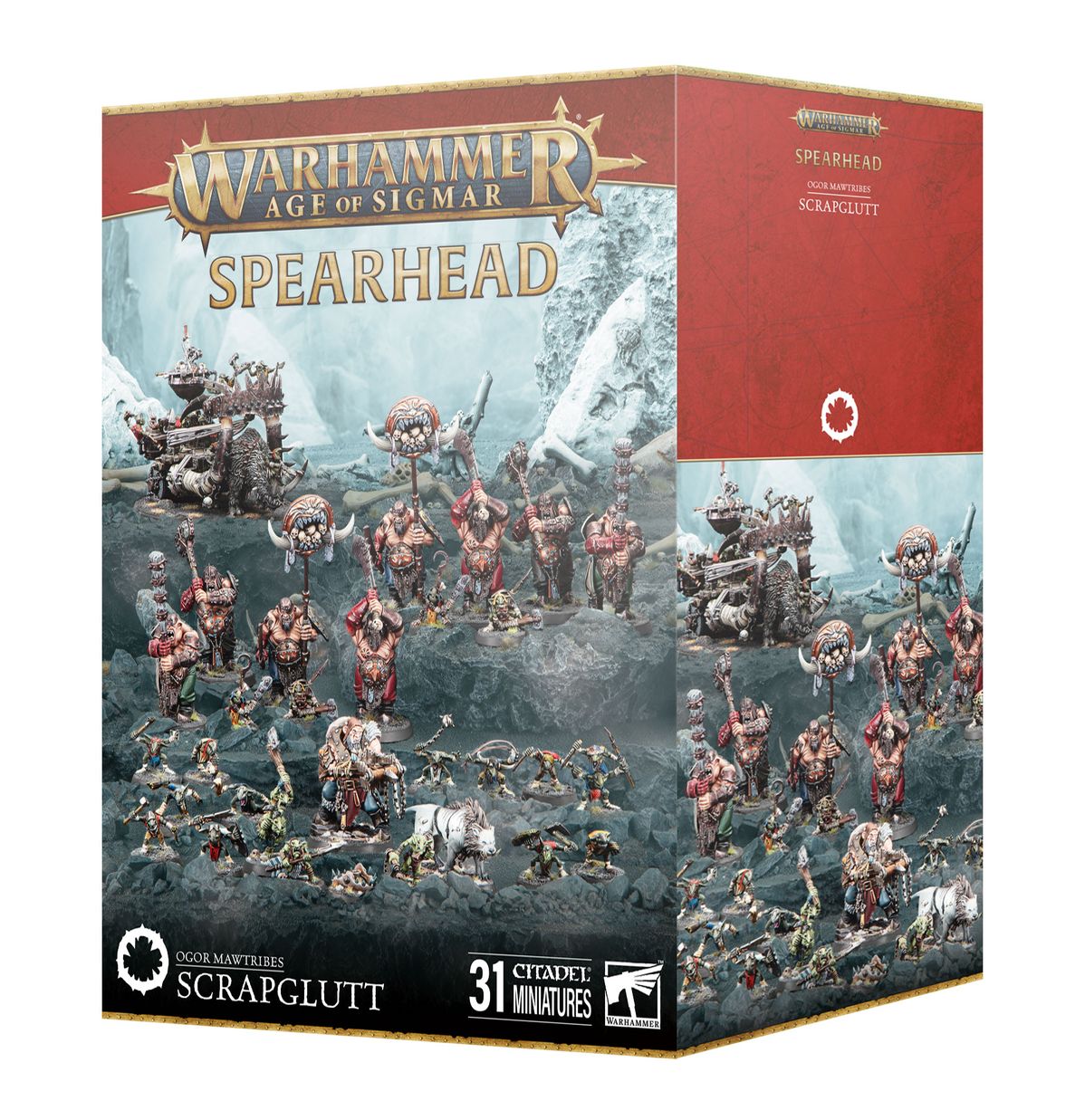 Warhammer Age of Sigmar - Ogor Mawtribes - Scrapglutt - Age of Sigmar Ogor Mawtribes Scrapglutt plastic miniature set with 31 spearhead figures in battle poses.