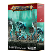 Warhammer Age of Sigmar - Idoneth Deepkin - Manifestations - Warhammer Age of Sigmar Idoneth Deepkin Manifestations set with three blue and white ghostly sea creature miniatures on.