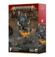 Warhammer Age of Sigmar - Orruk Warclans - Bossrokk Tower - Warhammer Age of Sigmar Orruk Warclans Bossrokk Tower box with detailed artwork featuring a large green and black Orc-like.