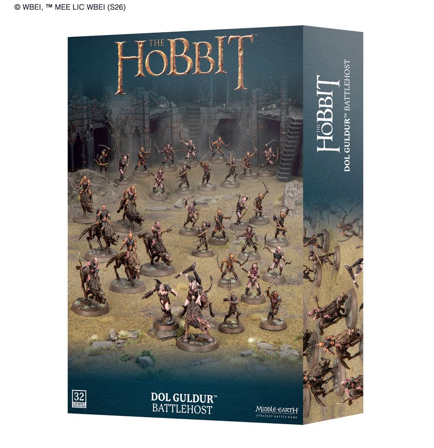 Middle-Earth Strategy Battle Game - Dol Guldur Battlehost (PREORDER) - The Hobbit Dol Guldur Battlehost miniature set box showing detailed painted fantasy warrior figures arranged on a diorama.