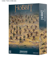 Middle-Earth Strategy Battle Game - Mirkwood Battlehost (PREORDER) - Boxed set featuring multiple painted miniature fantasy warriors in green and brown armor with bows and spears on desert-like