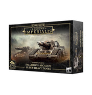 Warhammer: The Horus Heresy - Legions Imperialis - Falchion Super-heavy Tanks (PREORDER) - Warhammer Legions Imperialis box featuring two heavily armored, dark metallic Falchion super-heavy tanks with large cannons.