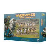 Warhammer: The Old World - Wood Elf Realms - Glade Riders - Warhammer The Old World Glade Riders box featuring painted Wood Elf cavalry miniatures on spears with green and brown armor.