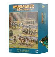 Warhammer: The Old World - Wood Elf Realms - Battle March Army (PREORDER) - Warhammer The Old World Wood Elf Realms Battle March Army box featuring painted miniature elf soldiers in green and brown.