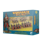Warhammer: The Old World - Grand Cathay - Iron Hail Gunners & Crane Gunner Teams (PREORDER) - Warhammer Old World Grand Cathay Iron Hail Gunners and Crane Gunner Teams boxed set with painted miniature soldiers in red.