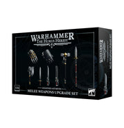 Warhammer: The Horus Heresy - Legiones Astartes - Melee Weapons Upgrades Set - Set of miniature Warhammer melee weapons including swords, axes, hammers, and claws in dark metallic finish, displayed on.