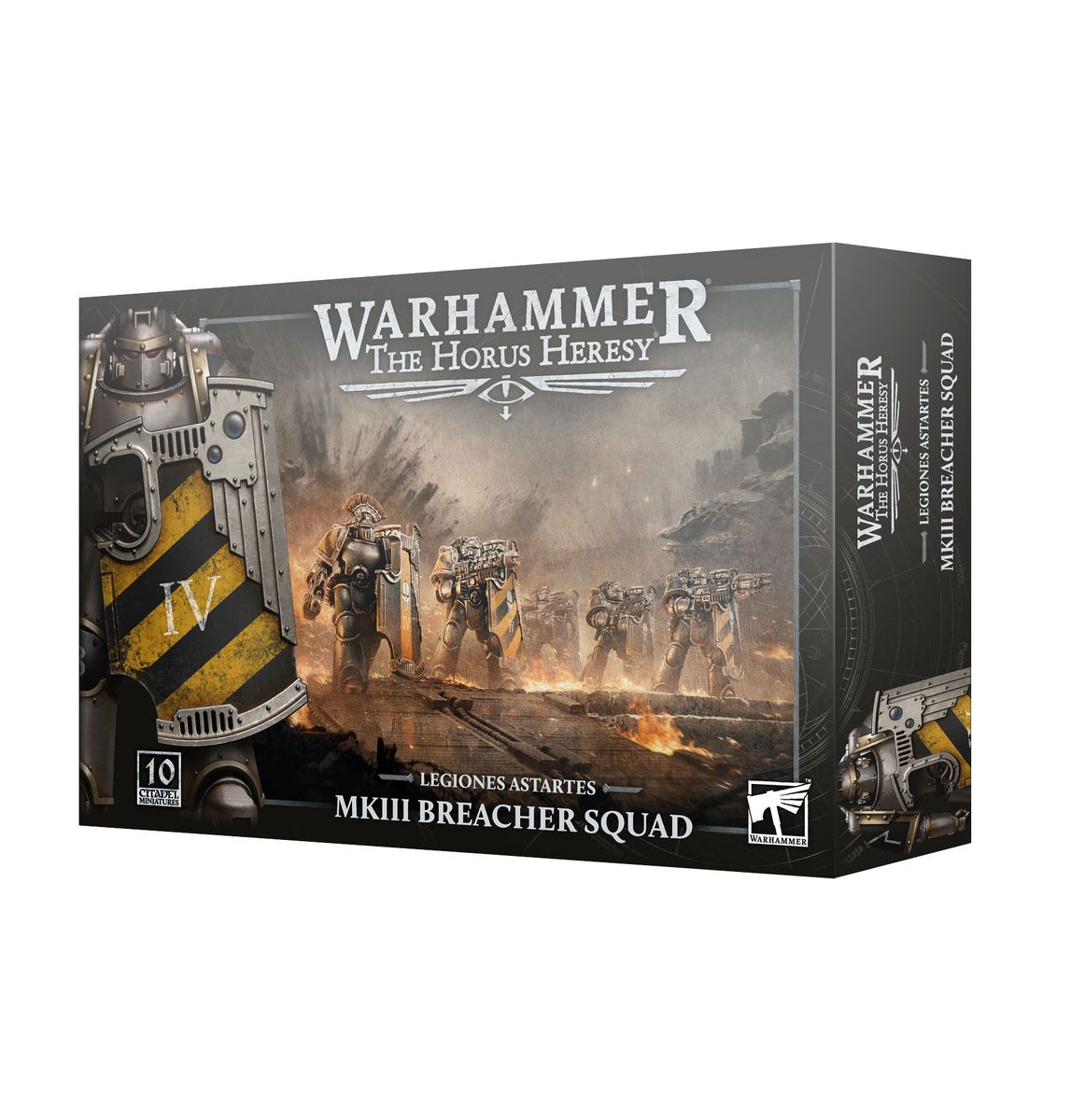 Warhammer: The Horus Heresy - Legiones Astartes - MKIII Breacher Squad - The Horus Heresy MKIII Breacher Squad box featuring detailed futuristic armored soldiers in dark metallic colors with heavy.