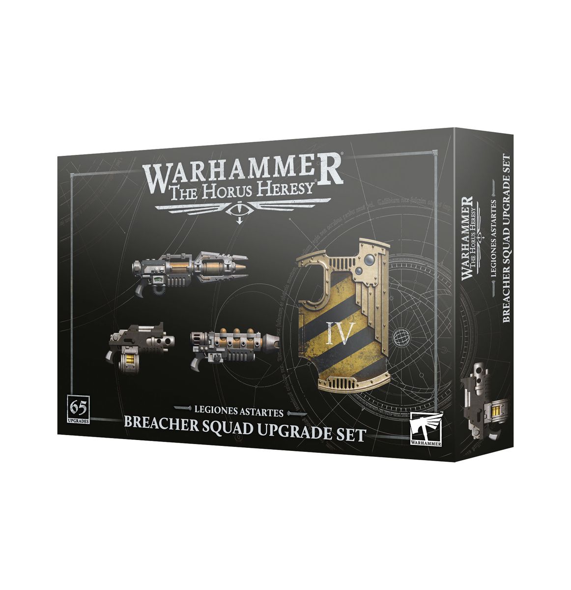 Warhammer: The Horus Heresy - Legiones Astartes - Breacher Squad Upgrade Set - Warhammer Horus Heresy Breacher Squad Upgrade Set box featuring detailed miniature weapon and armor parts in gray and.