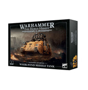 Warhammer: The Horus Heresy - Legiones Astartes - Whirlwind Missile Tank (PREORDER) - Miniature model kit box featuring a tan Whirlwind Missile Tank with heavy armor and multiple missile launchers for Warhammer