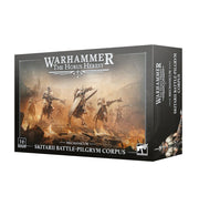 Warhammer: The Horus Heresy - Mechanicum - Skitarii Battle-Pilgrym Corpus (PREORDER) - Warhammer Horus Heresy Skitarii Battle-Pilgrym Corpus box art showing three detailed robotic warrior miniatures in bronze.