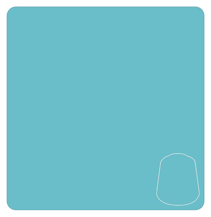 Citadel Layer Paint: Baharroth Blue - Square swatch of medium turquoise blue paint with rounded corners and a small rounded rectangle outline in the bottom right.