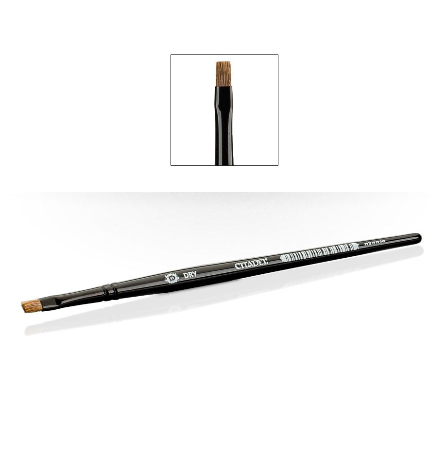 Citadel - Small Drybrush - Small drybrush with black handle and tan bristles designed for detailed painting.