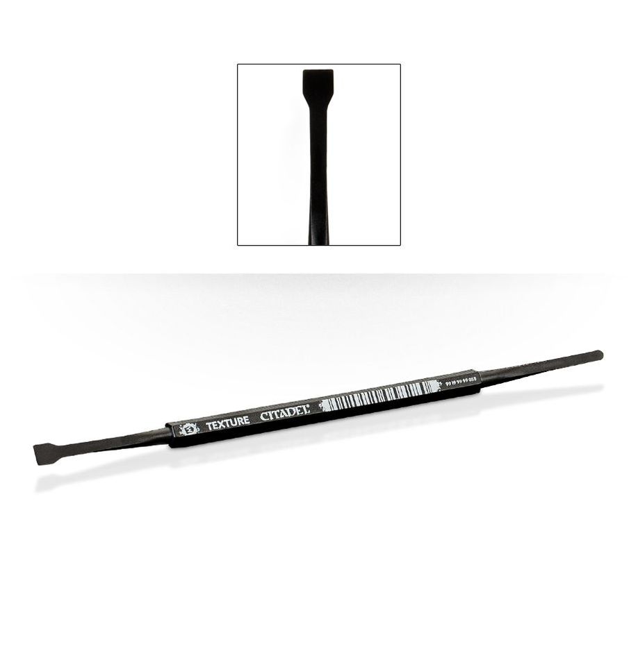 Citadel - Medium Texture Spreader - Black double-ended medium texture spreader tool with flat, slightly curved tips and white branding on the handle.