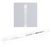 Citadel - Large Synthetic Base Brush - White synthetic paintbrush with flat, angled bristles and a slender handle labeled Citadel Large Base Brush.
