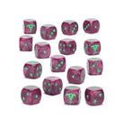 Warhammer Age of Sigmar - Helsmiths of Hashut - Dice (PREORDER) - Purple marbled six-sided dice with bright green pips and decorative sigil markings.