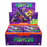 UniVersus: Teenage Mutant Ninja Turtles - Booster Display - Purple and green Teenage Mutant Ninja Turtles-themed booster display box with colorful character art and comic-style.