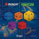 Magic the Gathering: Token Set - Teenage Mutant Ninja Turtles (PREORDER) - Set of five colorful polyhedral dice featuring Teenage Mutant Ninja Turtles designs with blue, orange, yellow, purple, and.