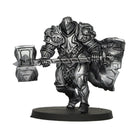 Vallejo True Metallic Metal Shade: Sterling Silver (18ml) - Silver metallic painted miniature warrior holding a large hammer and shield on a round base.