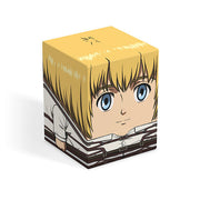 Squaroes 100+ Boulder: Attack on Titan - Armin Arlert (PREORDER) - Cubical vinyl figure with blonde hair and blue eyes, dressed in a white and brown Attack on Titan uniform, stylized as Armin