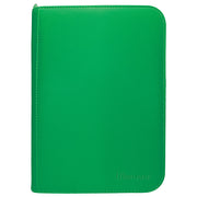 Ultra Pro 4-Pocket Zippered Binder: Vivid - Green (PREORDER) - Bright green zippered binder with smooth finish and rounded corners, embossed Ultra Pro logo at bottom right.