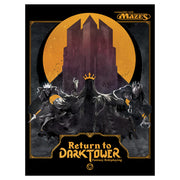 Return to Dark Tower Fantasy Roleplaying - Dark fantasy board game cover featuring a shadowy tower with orange moon backdrop and cloaked figures in black robes.