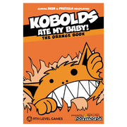 Kobolds Ate My Baby! (the Orange Book) - Bright orange book cover with a cartoon orange kobold showing sharp teeth and ears, bold white and black title text "Kobolds