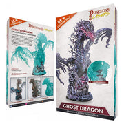 Dungeons & Lasers: Ghost Dragon (Unpainted) - Unpainted resin ghost dragon miniature with translucent blue-green ghostly flames and detailed scales for tabletop gaming.