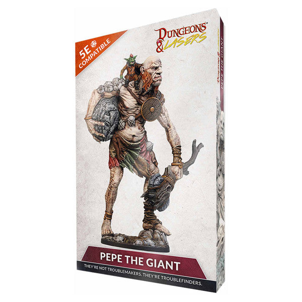 Dungeons & Lasers: Pepe The Giant (Unpainted) - Unpainted resin miniature of a towering giant with exaggerated muscular features, holding a large club and standing in a.