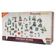 Dungeons & Lasers: Ancient Ruins Scatter Terrain (Unpainted) - Box of unpainted plastic miniatures featuring 43 ancient ruins scatter terrain pieces in various shapes and sizes.
