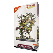 Dungeons & Lasers: Demonic Tree (Unpainted) - Unpainted detailed miniature of a twisted demonic tree with gnarled branches and clawed roots on a textured base.