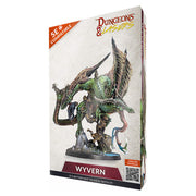 Dungeons & Lasers: Wyvern (Unpainted) - Unpainted detailed plastic wyvern miniature with wings spread, standing on rocky base.