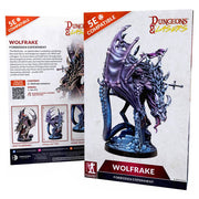 Dungeons & Lasers: Deuslair: Wolfrake (Unpainted) - Unpainted purple resin miniature of Wolfrake, a winged dragon-like creature with spiked tail and sharp claws, standing on a.