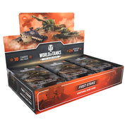 World of Tanks TCG: First Strike: Booster Display - First Strike booster packs with tank artwork on packs and box sides.