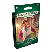 Arkham Horror: LCG: André Patel Investigator Deck (PREORDER) - Green diamond-patterned box featuring a man in a pink shirt and beige vest for Arkham Horror André Patel Investigator Deck.