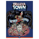 Helluva Town: Cartoon Gangster RPG: Art Attack! (PREORDER) - Dark blue RPG book cover with cartoon gangster characters dancing around a large gray skull wearing a red hat, colorful.