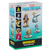 Marvel Crisis Protocol: Inhumans Affiliation Pack - Marvel Crisis Protocol Inhumans Affiliation Pack with painted miniatures of various characters on a white and teal box.