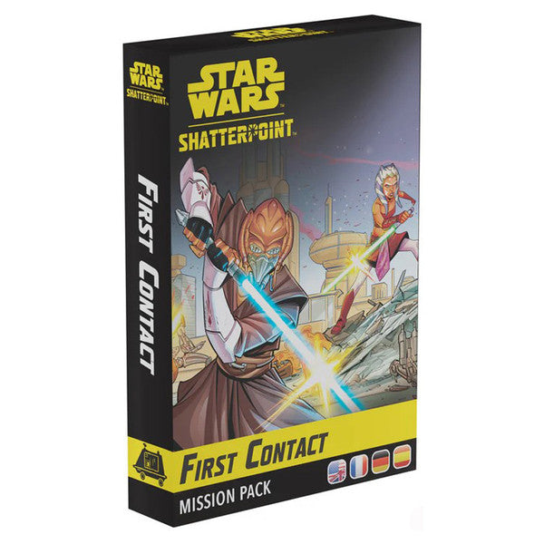 Star Wars Shatterpoint: First Contact Mission Pack - Star Wars Shatterpoint First Contact Mission Pack box featuring characters with lightsabers on a sci-fi battle background.