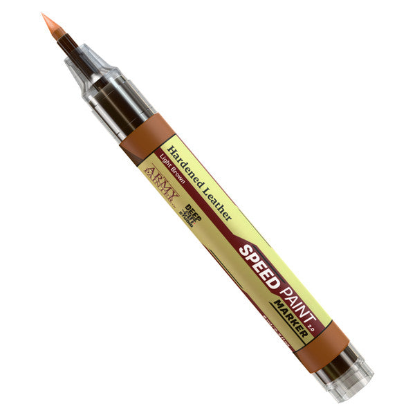 Speedpaint Marker: Hardened Leather - Brown brush tip marker with translucent cap and beige label reading "Hardened Leather Speedpaint".