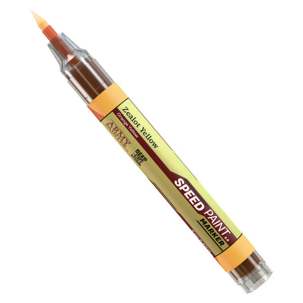 Speedpaint Marker: Zealot Yellow - Yellow brush-tip marker pen with clear cap and labeled Speedpaint branding.