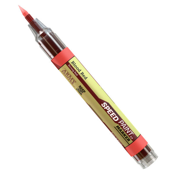 Speedpaint Marker: Blood Red - Red brush-tip marker with brown and beige body, labeled Speedpaint Blood Red ink, plastic cap.