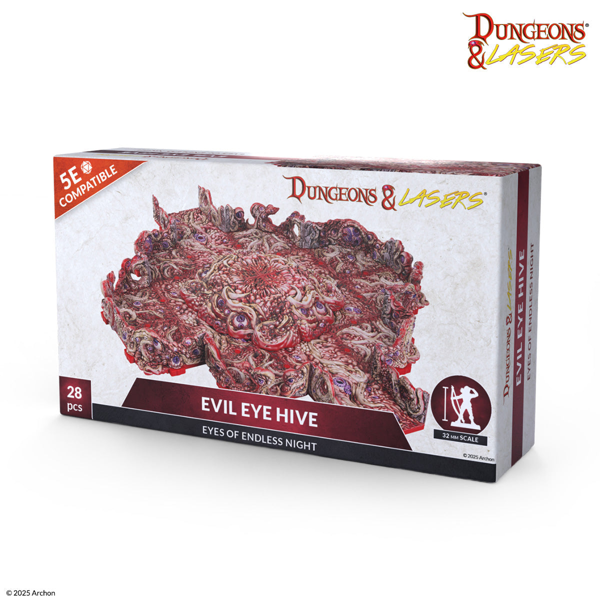 Dungeons & Lasers: Evil Eye Hive (Unpainted) (PREORDER) - Unpainted detailed resin model of a monstrous hive with multiple eyes and tentacle-like extensions, fantasy terrain piece.