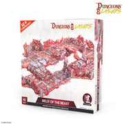 Dungeons & Lasers: Belly of the Beast (Unpainted) (PREORDER) - Unpainted modular dungeon terrain set with rocky walls and lava details for tabletop gaming.