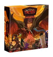 Ascension Tactics: Inferno (PREORDER) - Inferno board game box with fiery orange and red tones featuring a hooded figure and fantasy characters in action poses.