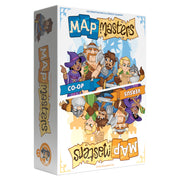 Map Masters (PREORDER) - Rectangular board game box with colorful cartoon characters, titled Map Masters, featuring fantasy adventurers and a.