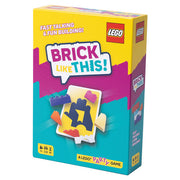 Brick Like This - Yellow and teal LEGO Brick Like This! game box with colorful LEGO pieces and game title on front.