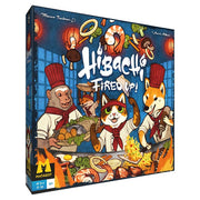 Hibachi: Fired Up! Expansion - Colorful board game box featuring anthropomorphic animals cooking Japanese hibachi food, with vibrant flames and ingredients.