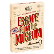 Escape from the Museum (PREORDER) - Beige escape room puzzle game box with bold red and black lettering and vintage key illustration.