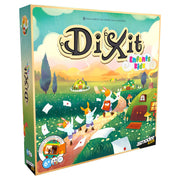 Dixit: Kids - Colorful Dixit Kids board game box with whimsical animals and fantasy landscape illustration.