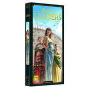 7 Wonders: Leaders Expansion - Leaders Expansion board game box with illustrated historic leaders in colorful robes against a bright sky and coliseum.