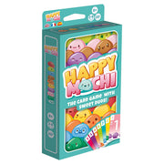 Happy Mochi (Eco Blister) - Colorful Happy Mochi card game box with smiling mochi characters and five colorful game cards visible.
